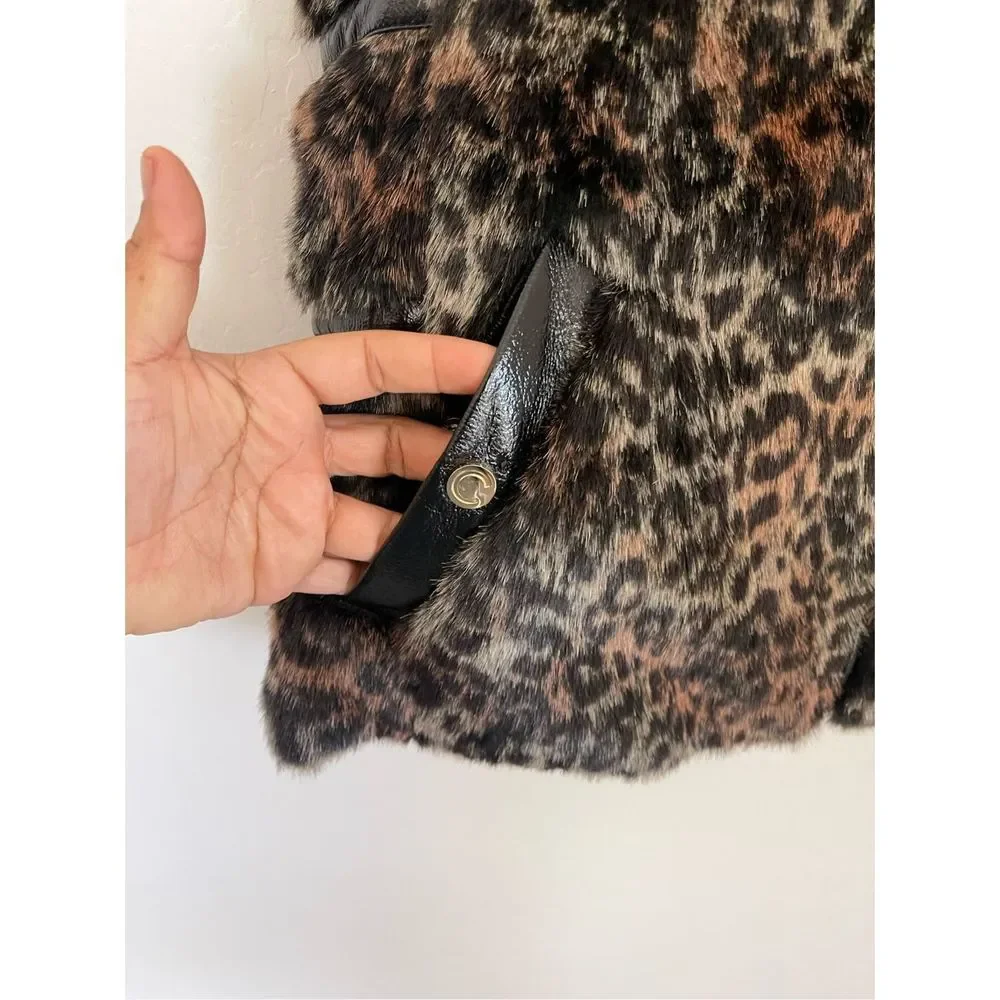 COOGI Faux Fur Feline Print Vest Size Large